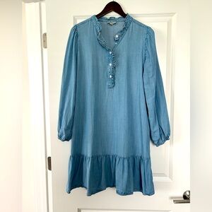 LOFT Blue Long Sleeve Button Down Dress - Size L